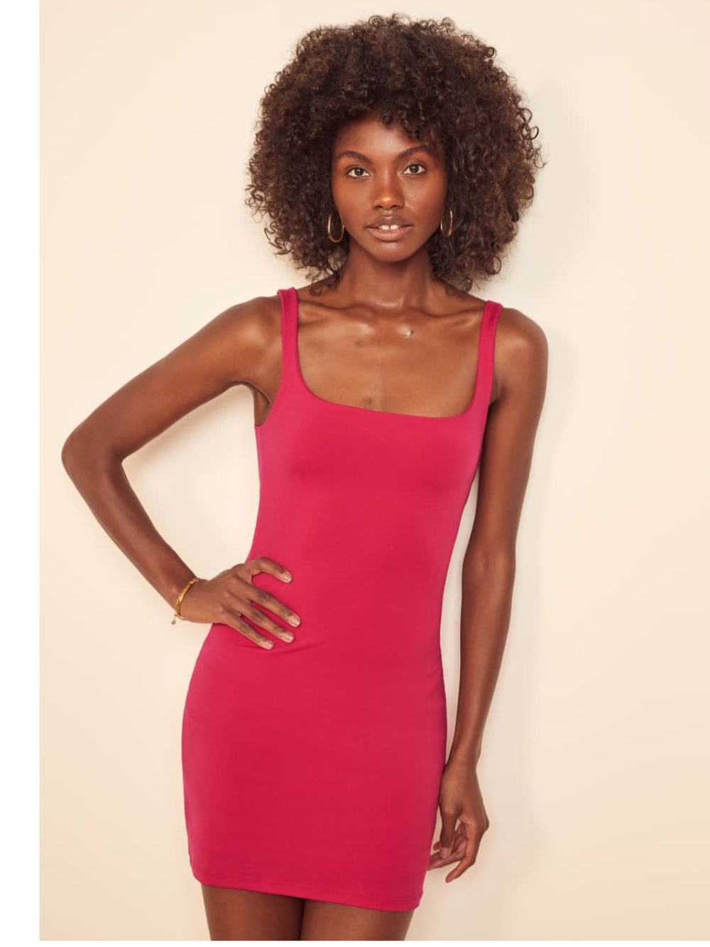 Reformation bodycon Tank Dixie Becky Mini Dress in Raspberry fuscia